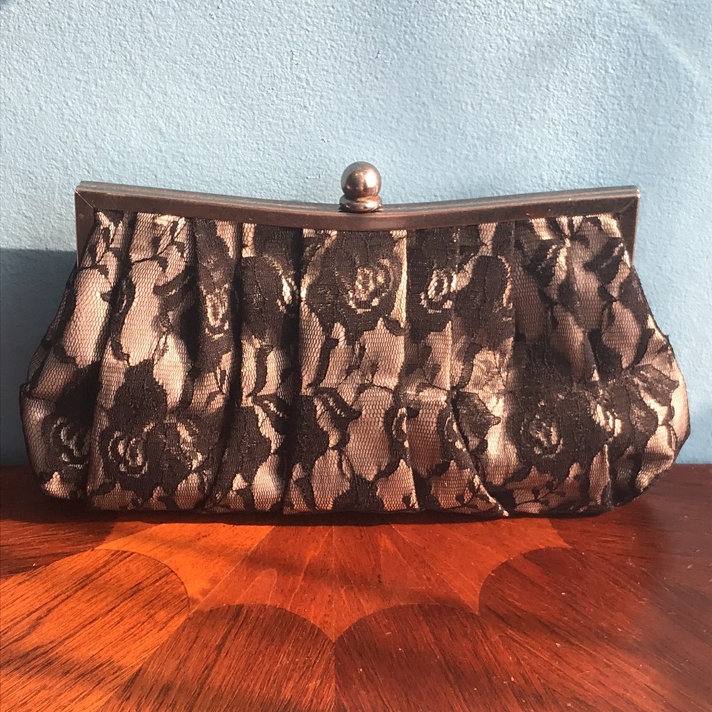 Black lace evening clutch